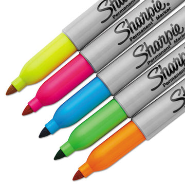 Sharpie® Neon Permanent Markers, Fine Bullet Tip, Assorted Colors, 5-pack freeshipping - TVN Wholesale